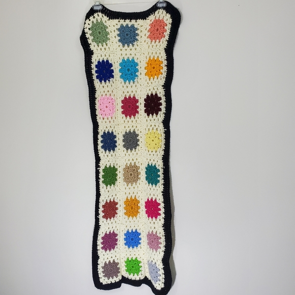 Granny Square Multicolored Crocheted Scarf - Picture 8 of 13